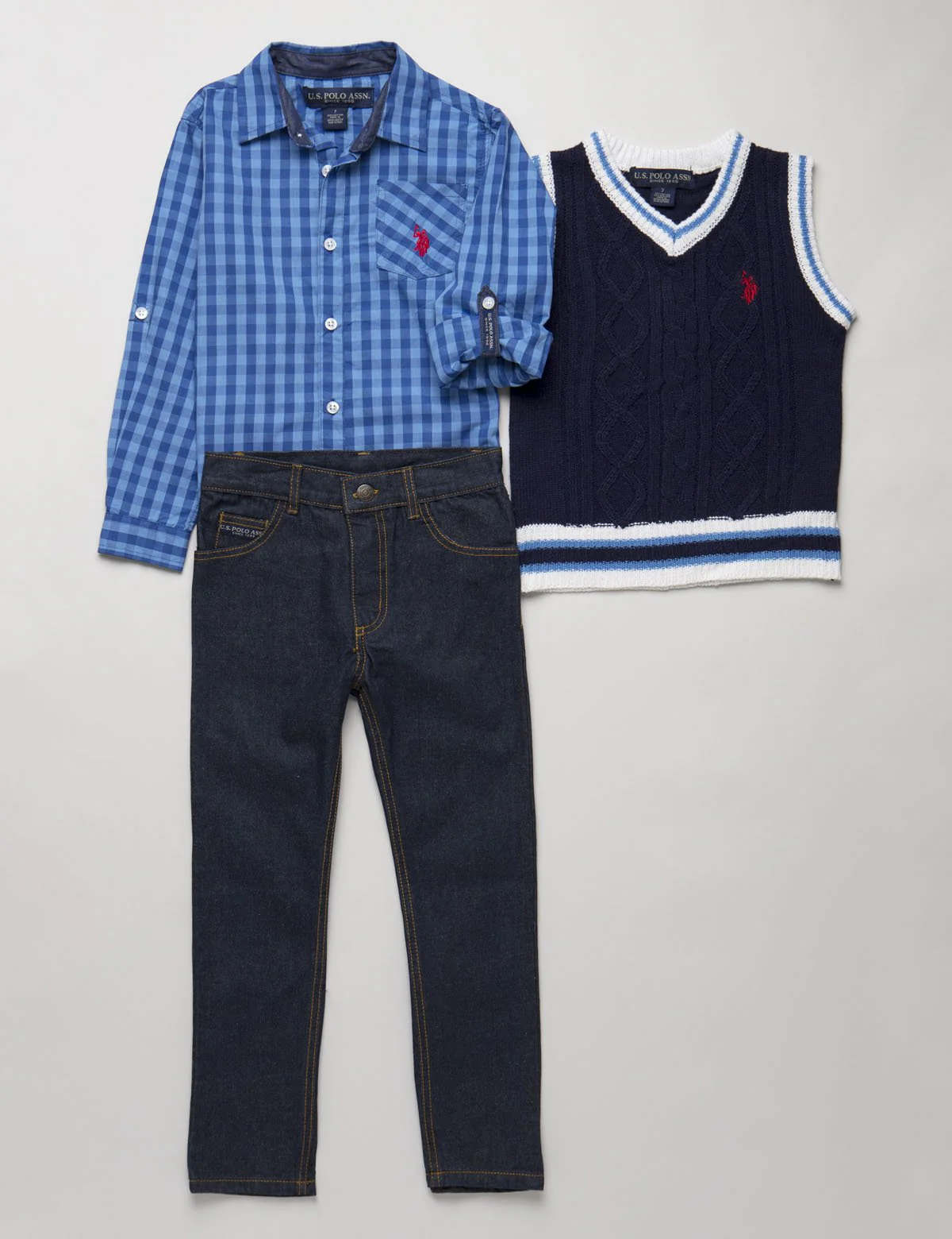 10219-boys-3-piece-set-vest-shirt-jeans-1.webp BOYS 3 PIECE SET: VEST, SHIRT & JEANS