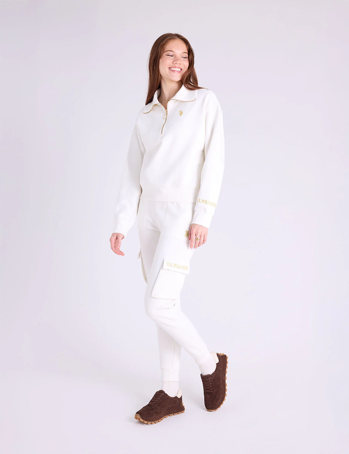 QUARTER ZIP METALLIC EMBROIDERED PULLOVER
