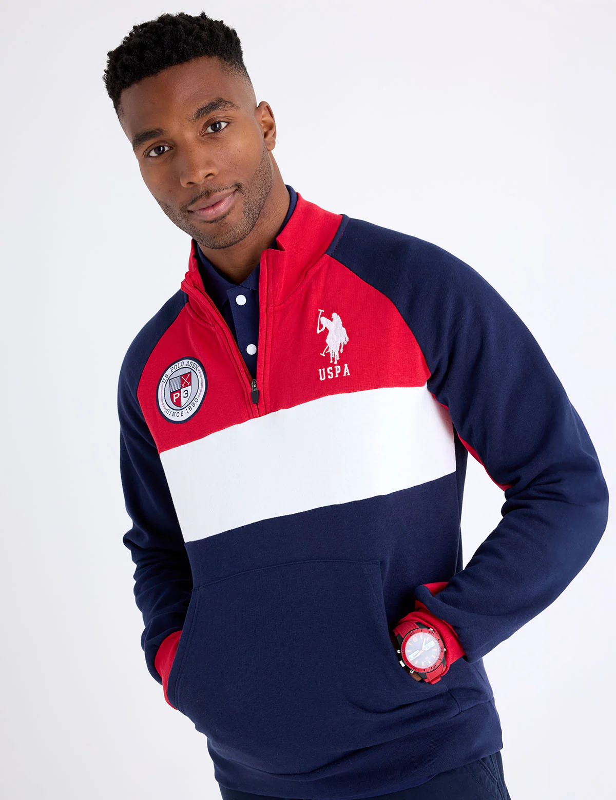10586-uspa-1-4-zip-colorblock-fleece-pullover-1.webp USPA 1/4 ZIP COLORBLOCK FLEECE PULLOVER