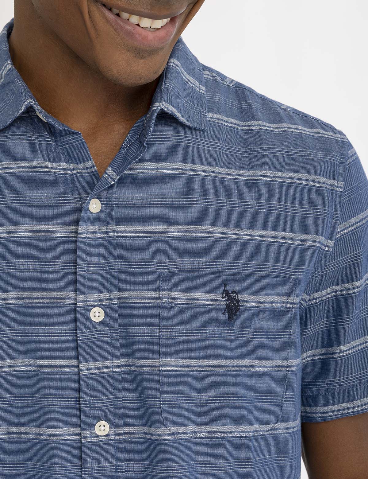 12250-white-label-stripe-short-sleeve-woven-shirt-9.jpg WHITE LABEL STRIPE SHORT SLEEVE WOVEN SHIRT