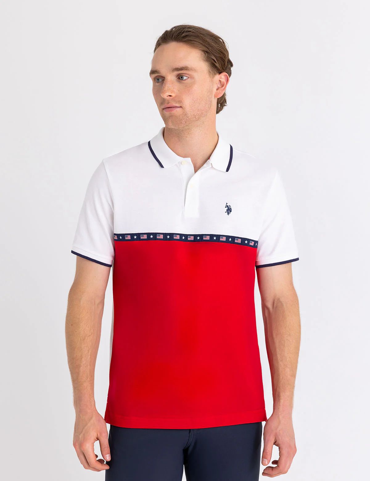 12800-flag-tape-color-block-pique-polo-shirt-1.webp FLAG TAPE COLOR BLOCK PIQUE POLO SHIRT