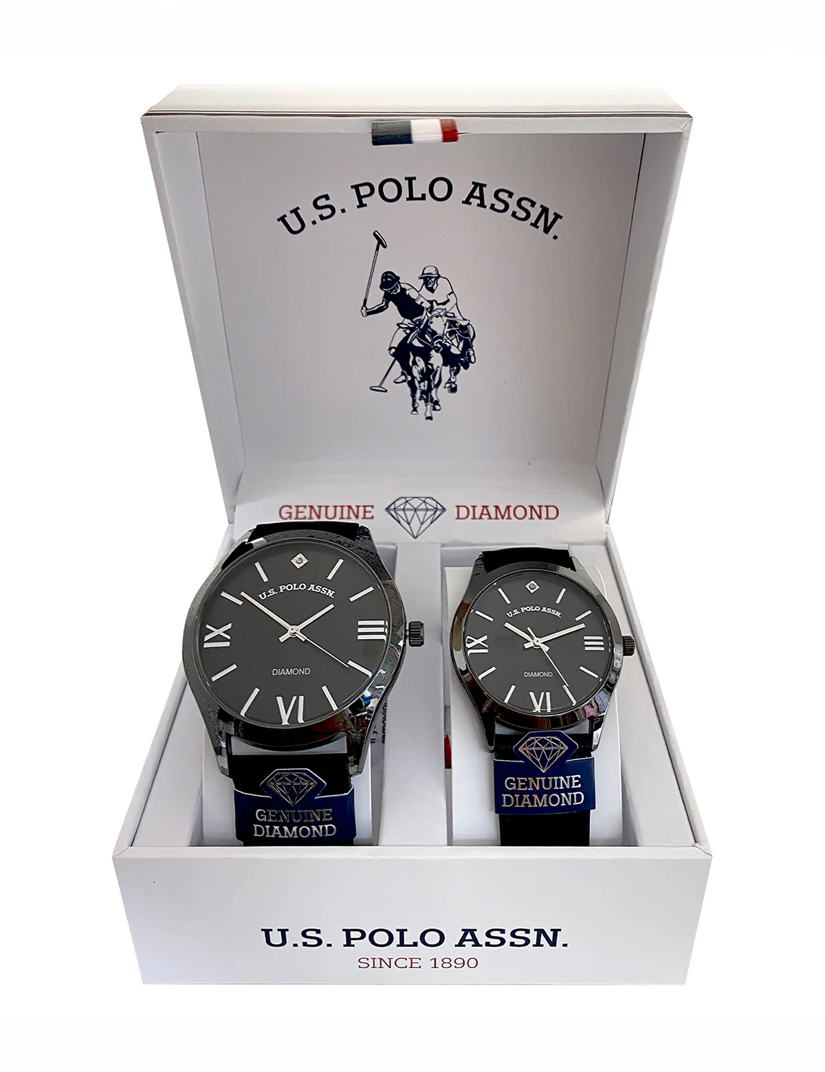 13042-his-and-hers-black-strap-diamond-watch-set-1.webp HIS AND HERS BLACK STRAP DIAMOND WATCH SET