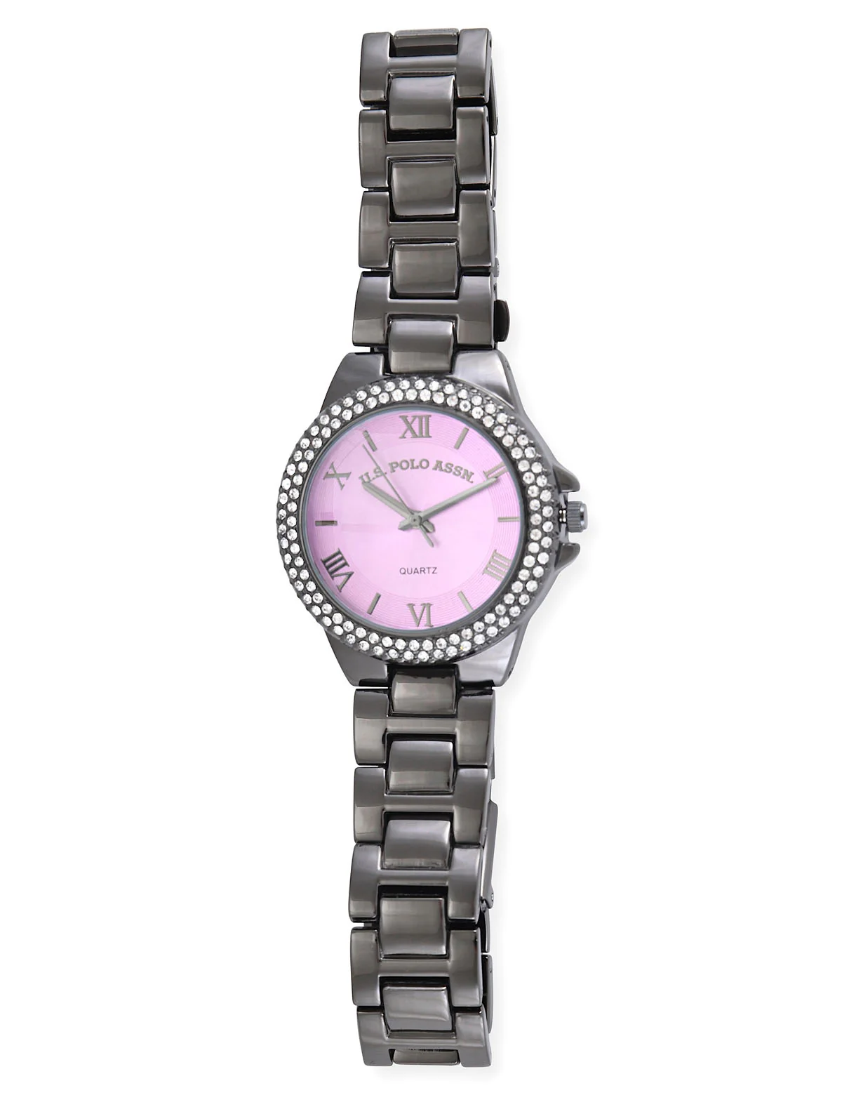 LADIES GUNMETAL EMBELLISHED WATCH