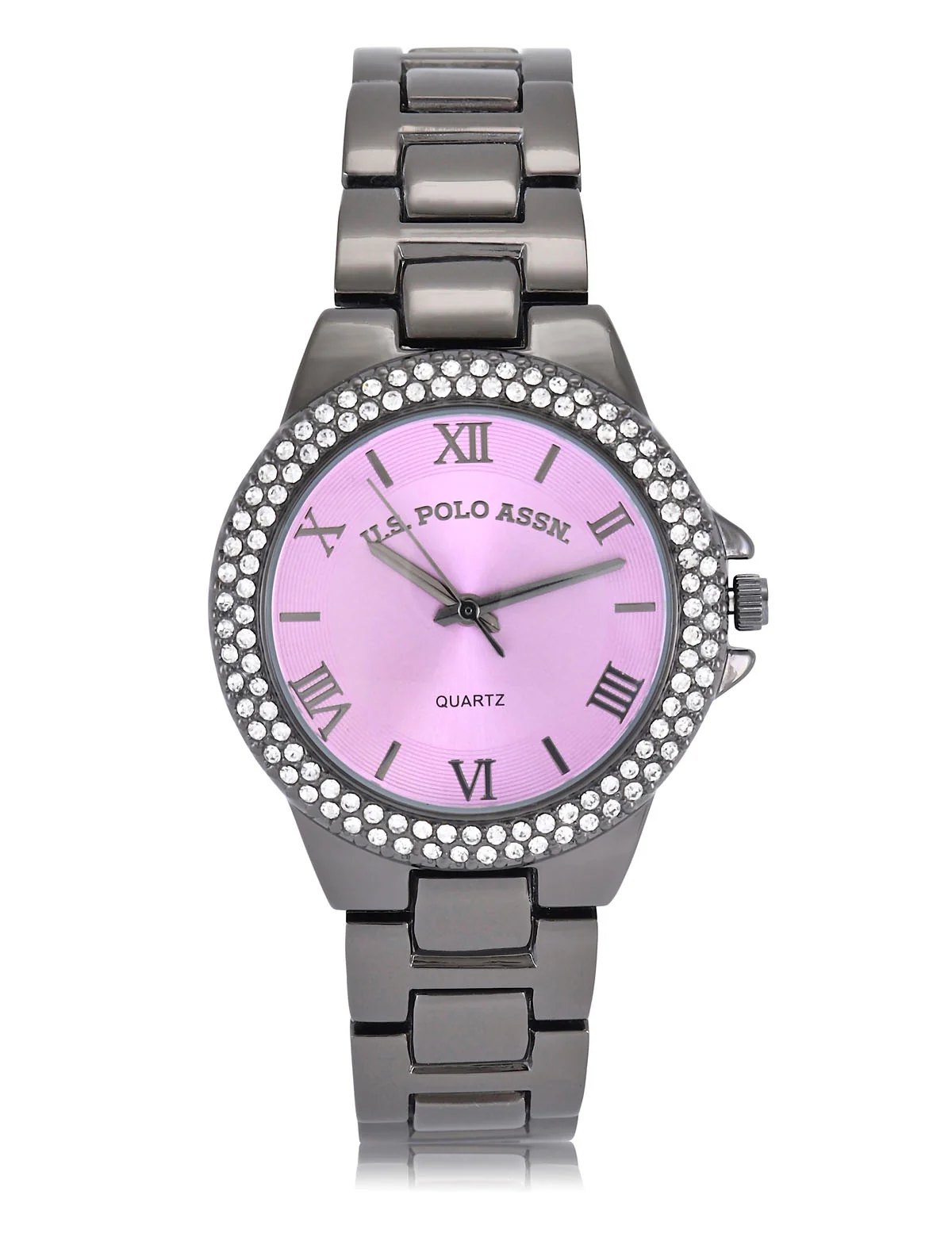 LADIES GUNMETAL EMBELLISHED WATCH
