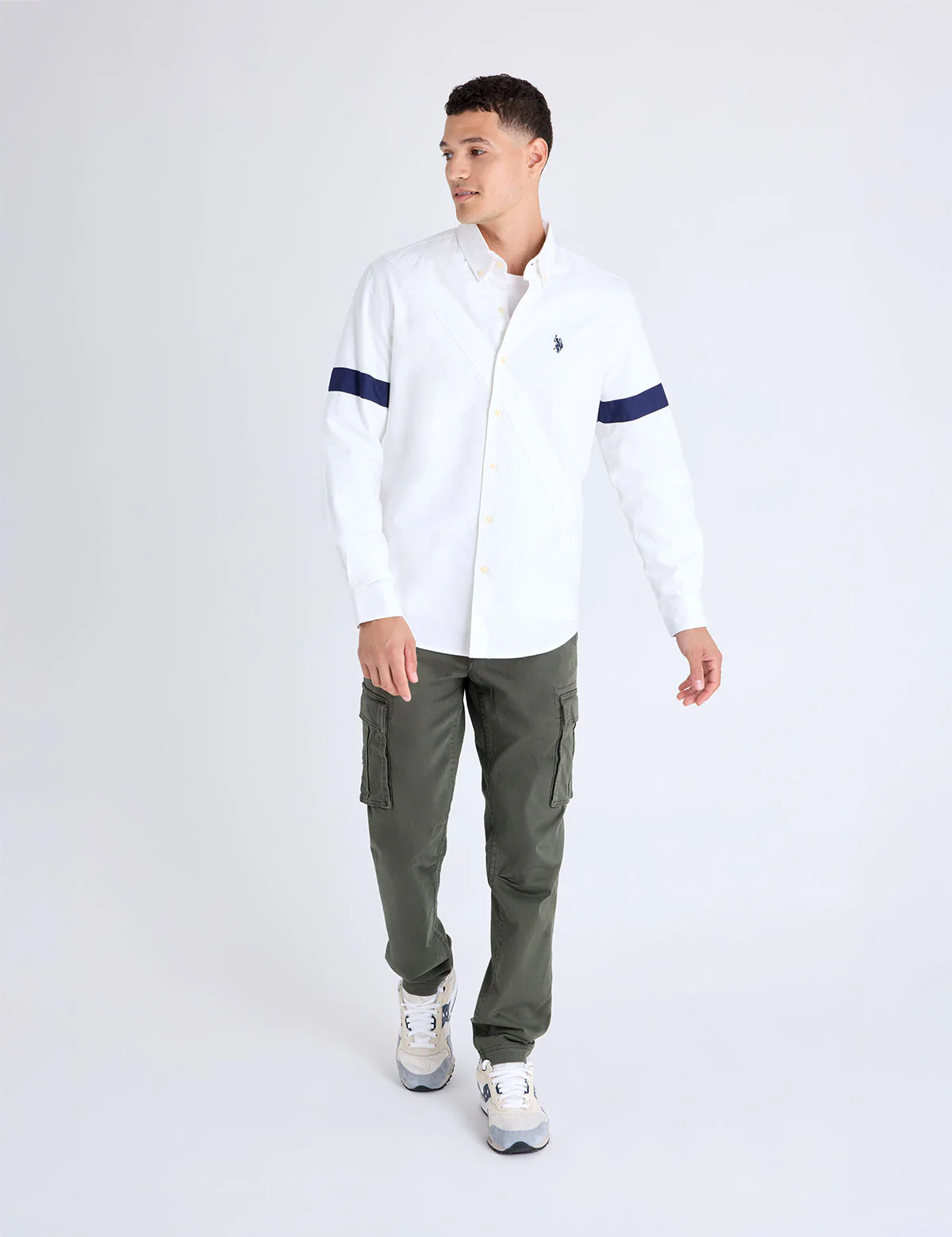 LONG SLEEVE DIAGONAL SASH SOLID OXFORD SHIRT