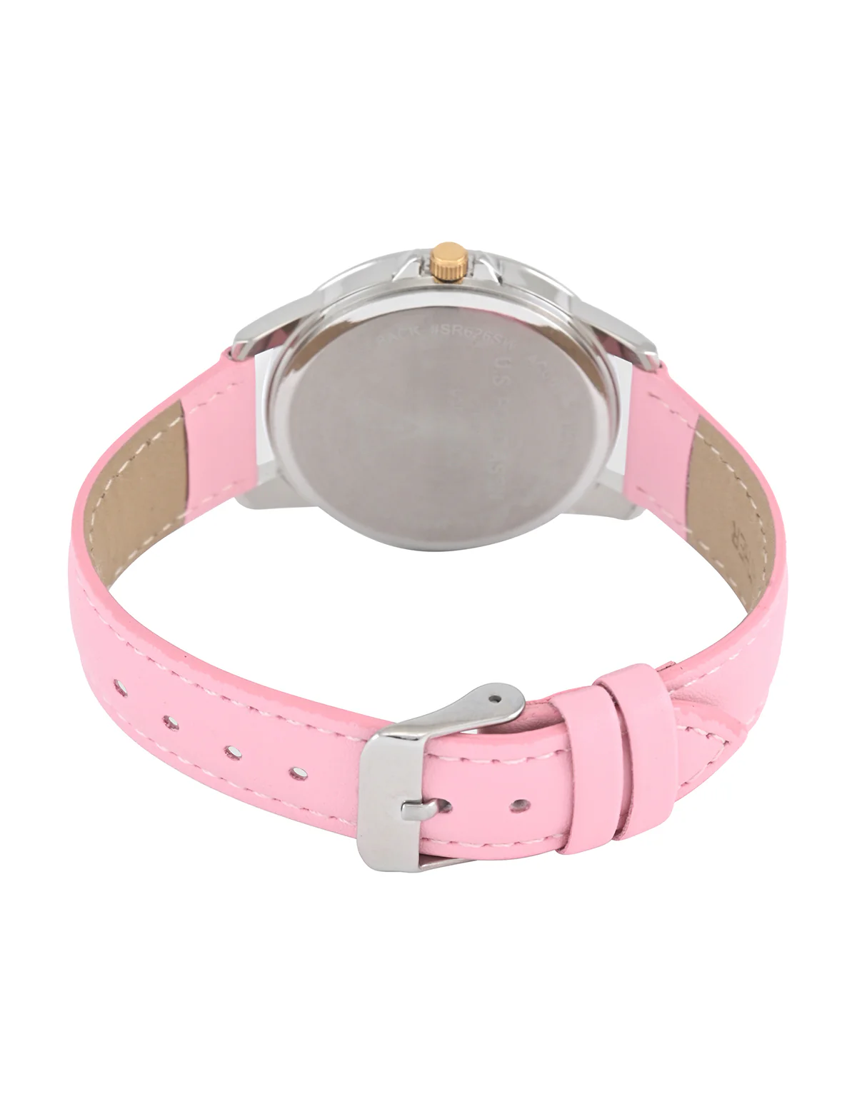 LADIES PINK STRAP WATCH WITH GOLD ACCENT