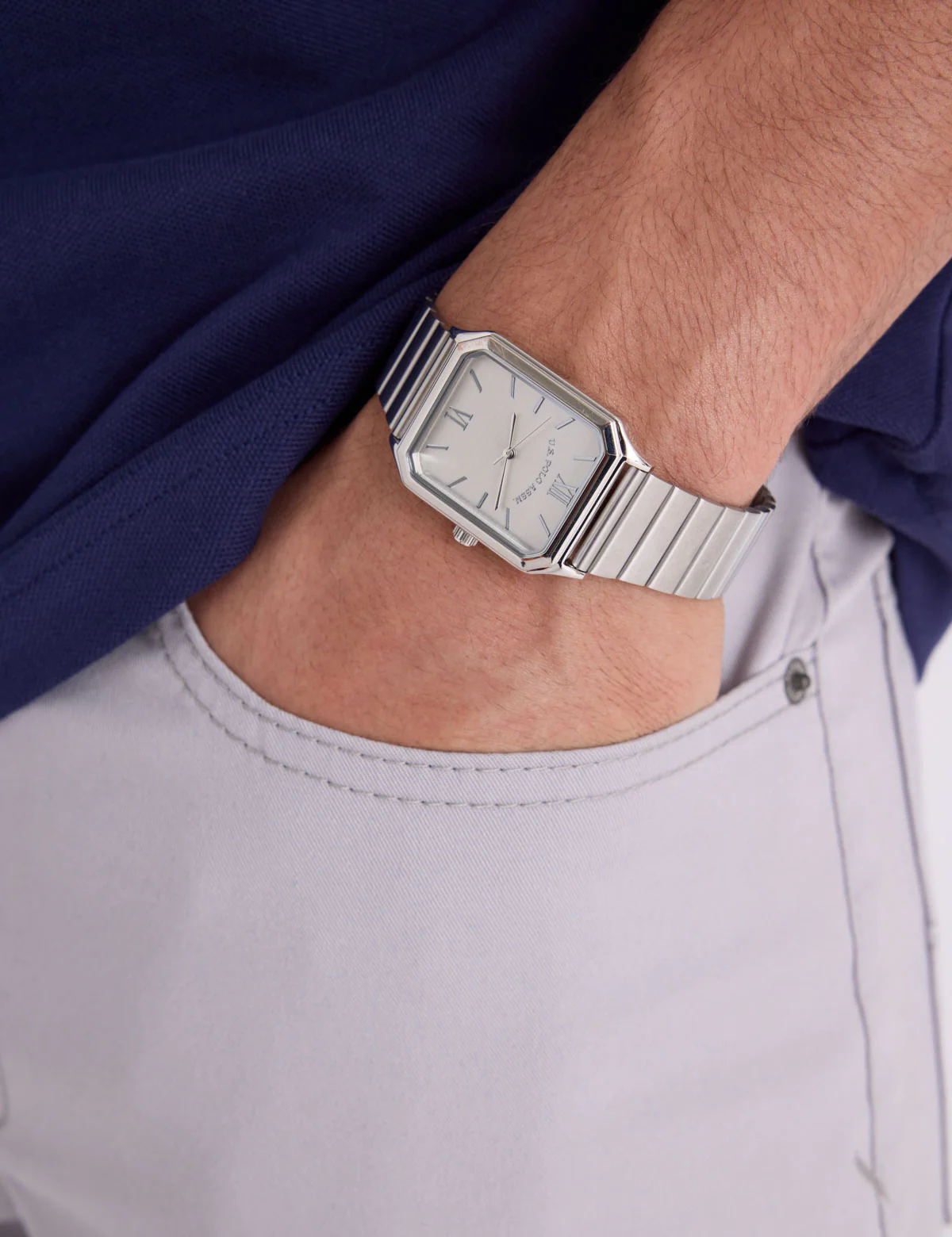 HIS AND HERS SILVER SQUARE WATCH SET