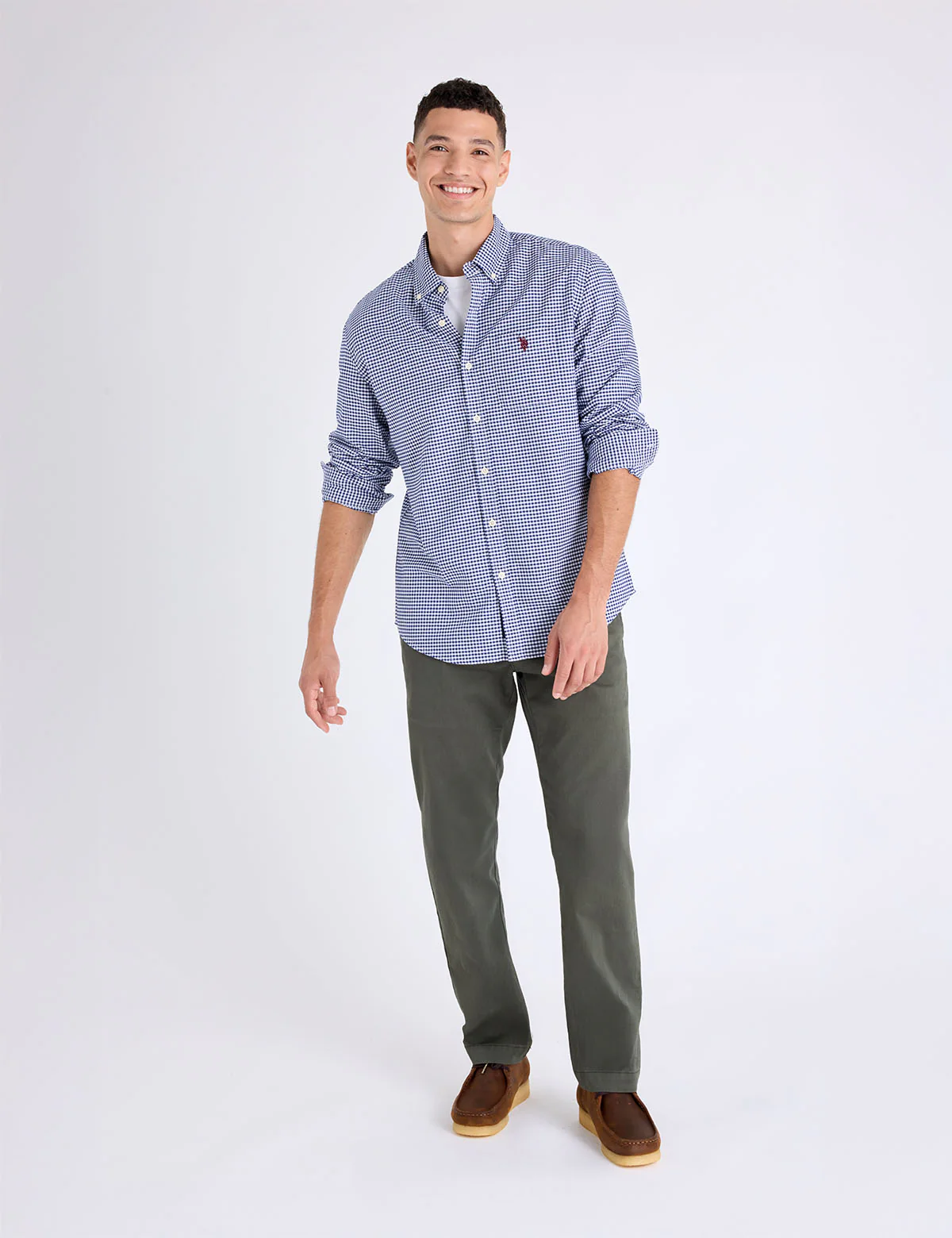 LONG SLEEVE LIGHT WEIGHT GINGHAM OXFORD SHIRT