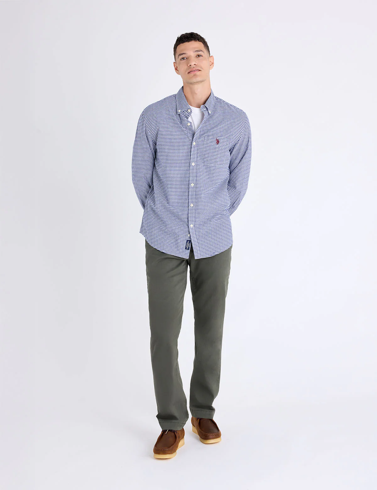 LONG SLEEVE LIGHT WEIGHT GINGHAM OXFORD SHIRT
