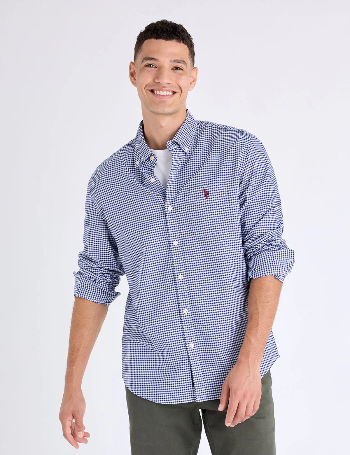 LONG SLEEVE LIGHT WEIGHT GINGHAM OXFORD SHIRT