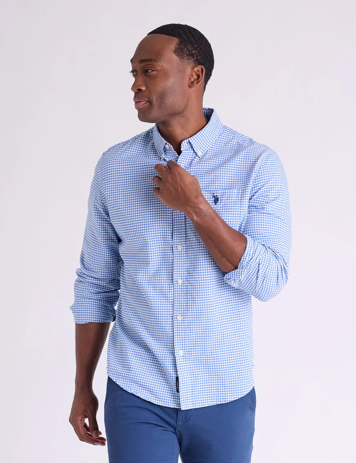 LONG SLEEVE LIGHT WEIGHT GINGHAM OXFORD SHIRT