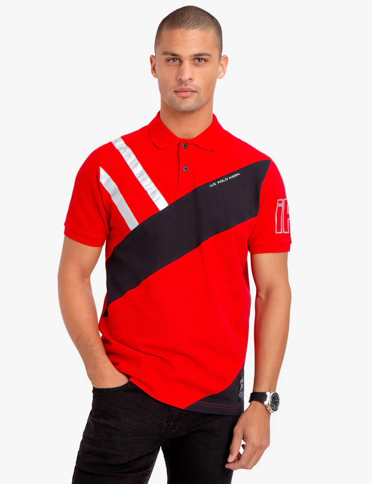 14080-silver-metallic-detail-colorblock-polo-shirt-1.webp SILVER METALLIC DETAIL COLORBLOCK POLO SHIRT