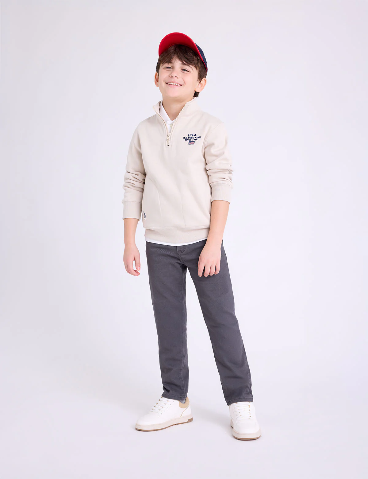BOYS USA 1/4 ZIP FLEECE MOCK PULLOVER