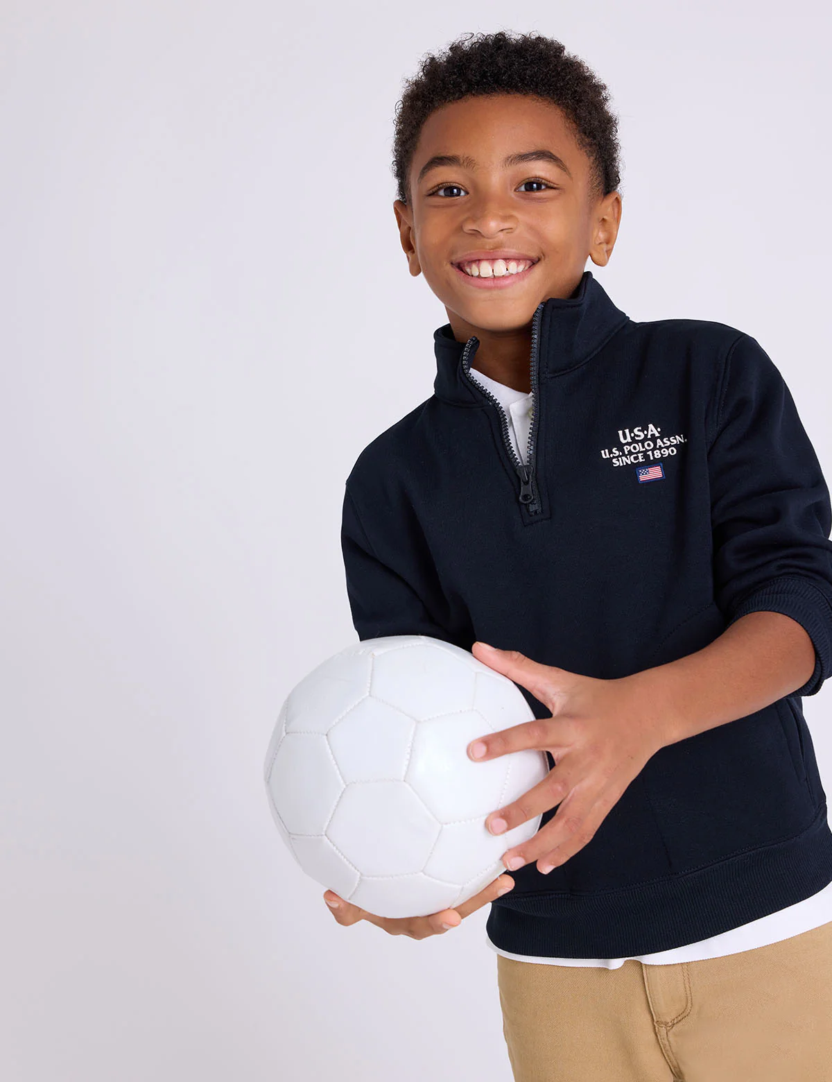 BOYS USA 1/4 ZIP FLEECE MOCK PULLOVER