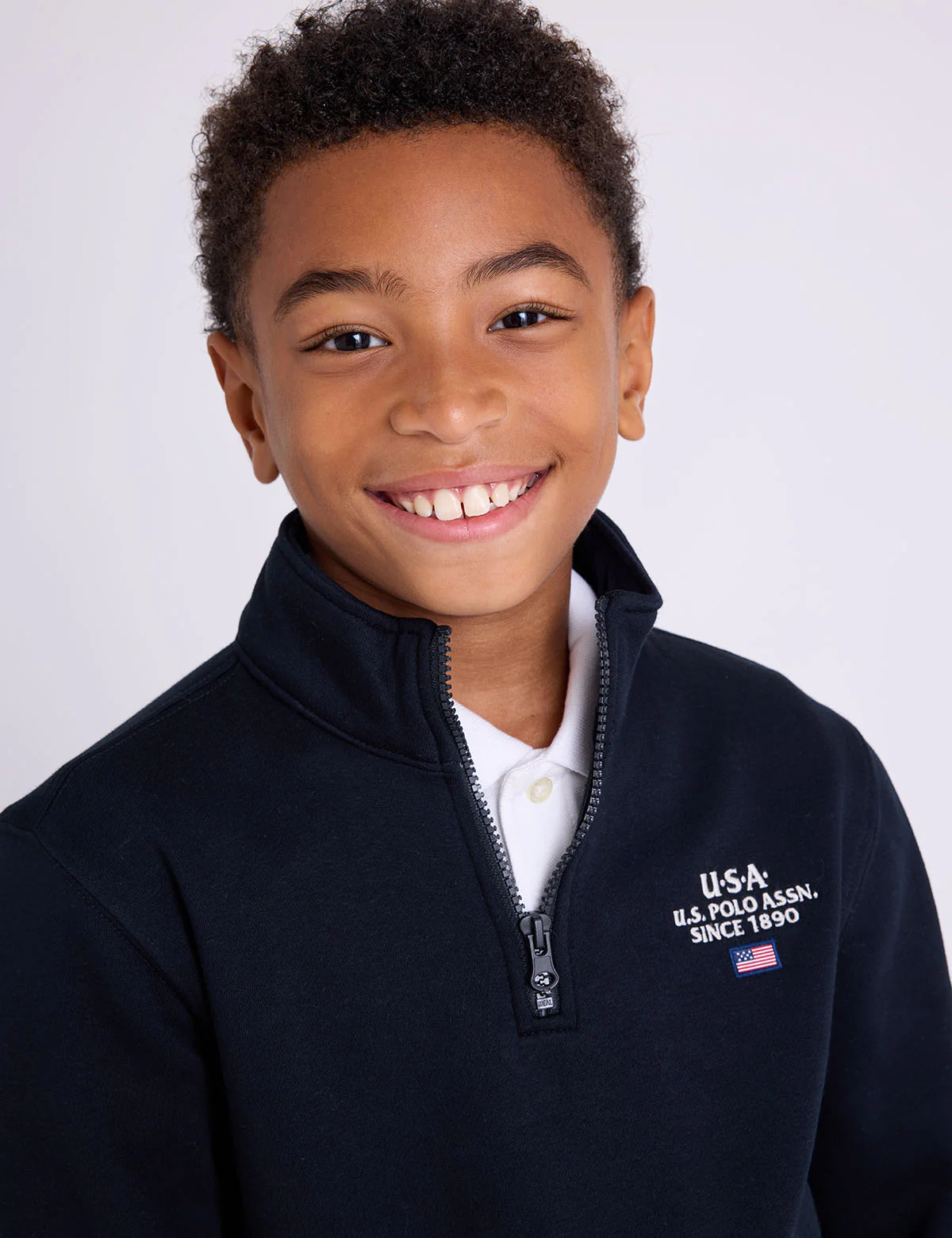 BOYS USA 1/4 ZIP FLEECE MOCK PULLOVER