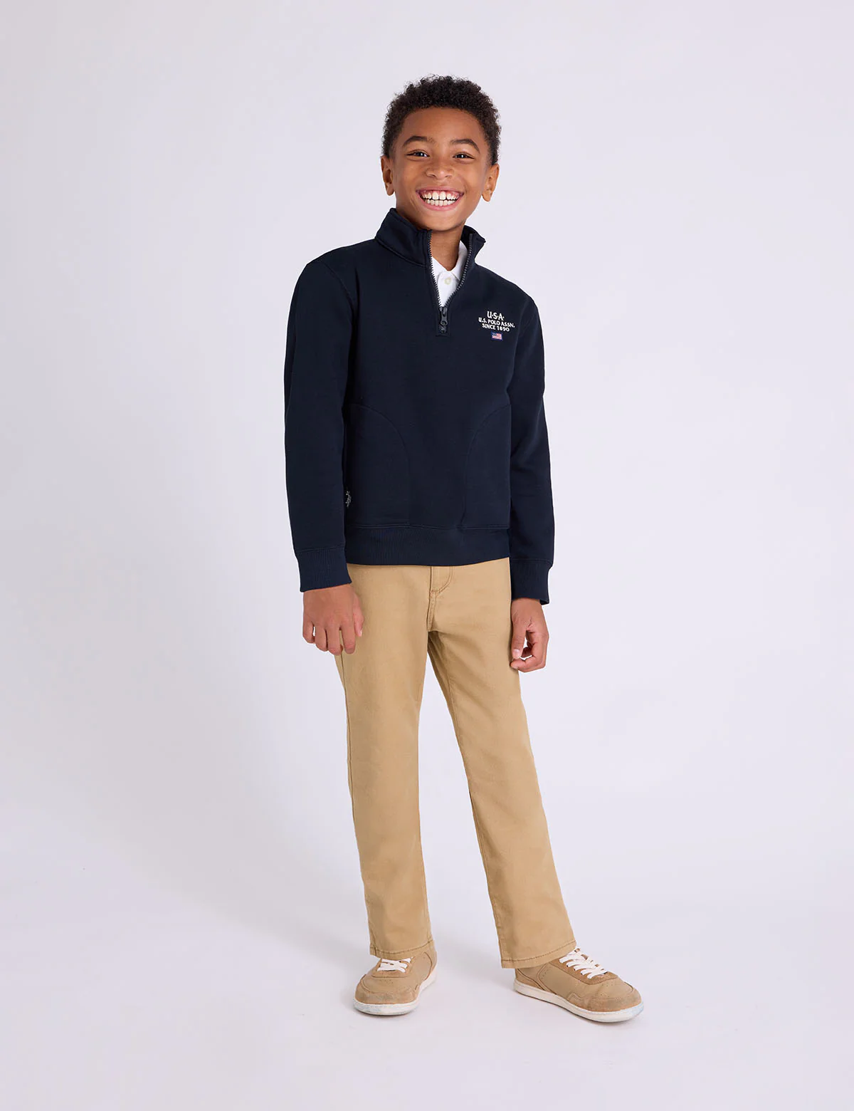 BOYS USA 1/4 ZIP FLEECE MOCK PULLOVER