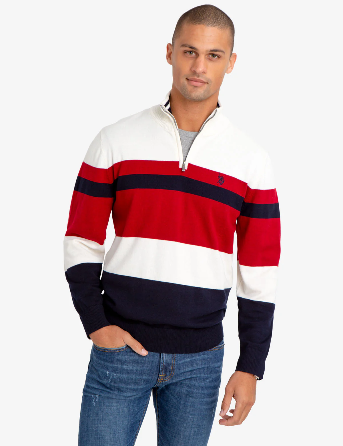 14872-quarter-zip-striped-sweater-1.webp QUARTER ZIP STRIPED SWEATER