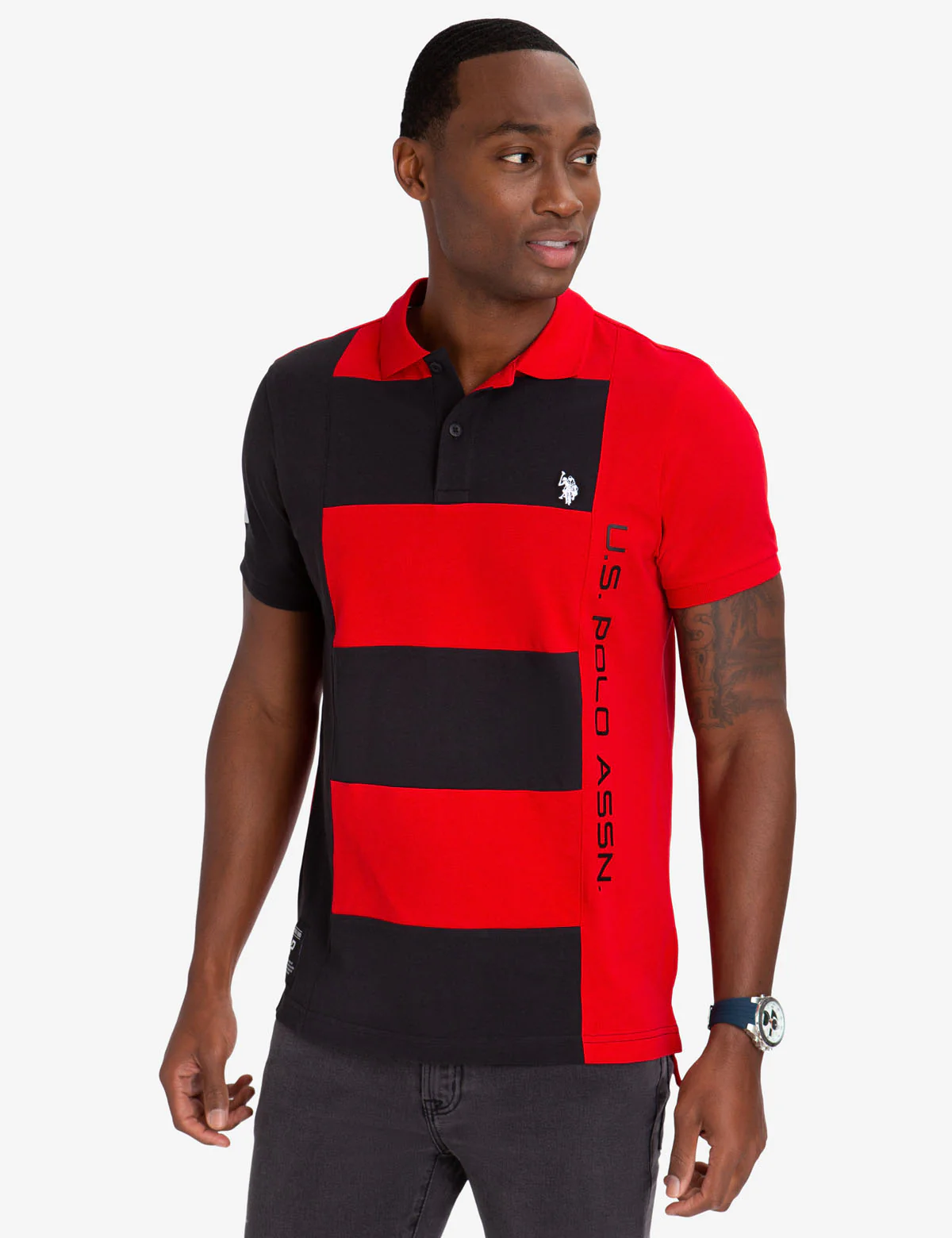SIDE COLORBLOCK VERTICAL POLO SHIRT