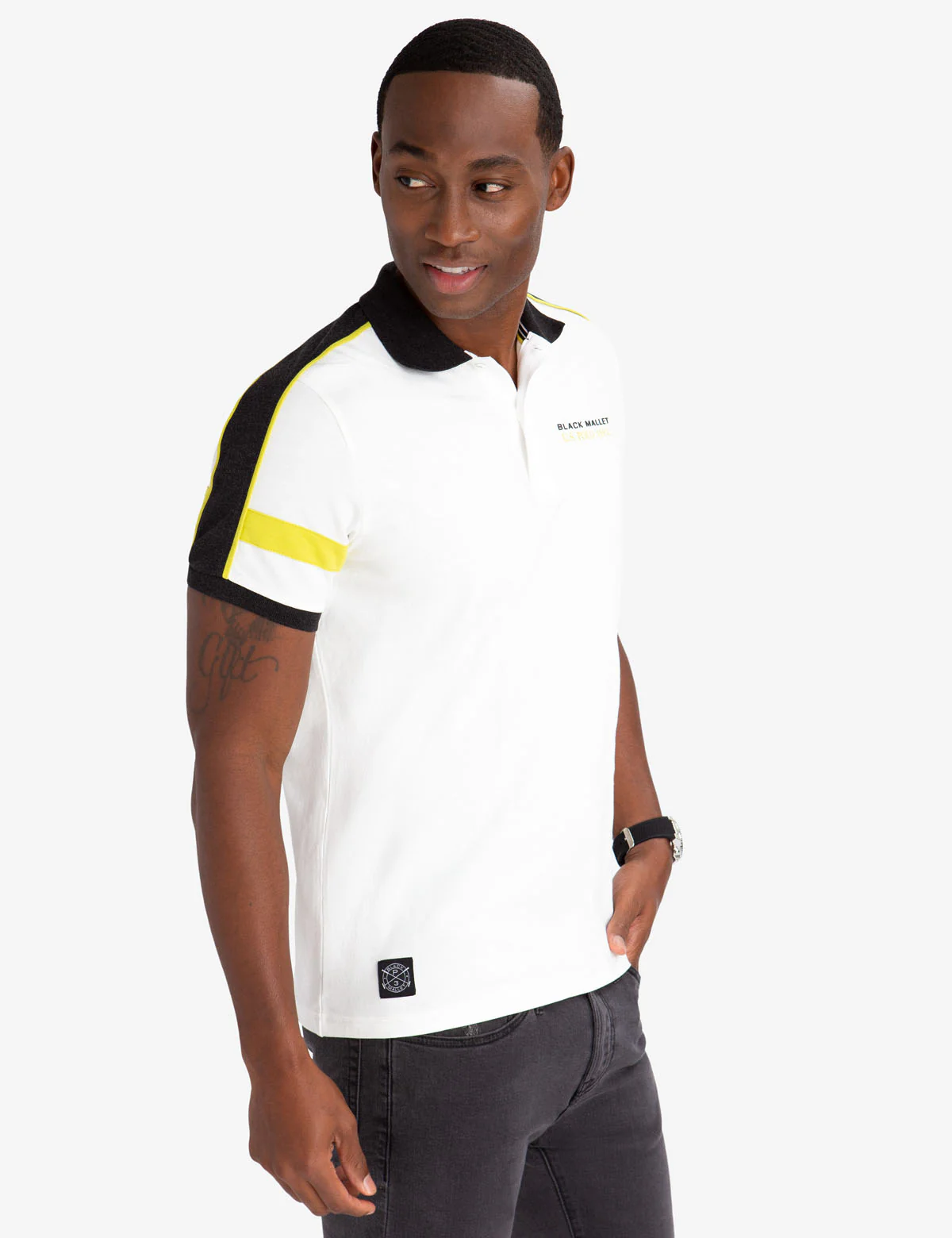 15562-black-mallet-shoulder-piecing-polo-shirt-1.webp BLACK MALLET SHOULDER PIECING POLO SHIRT
