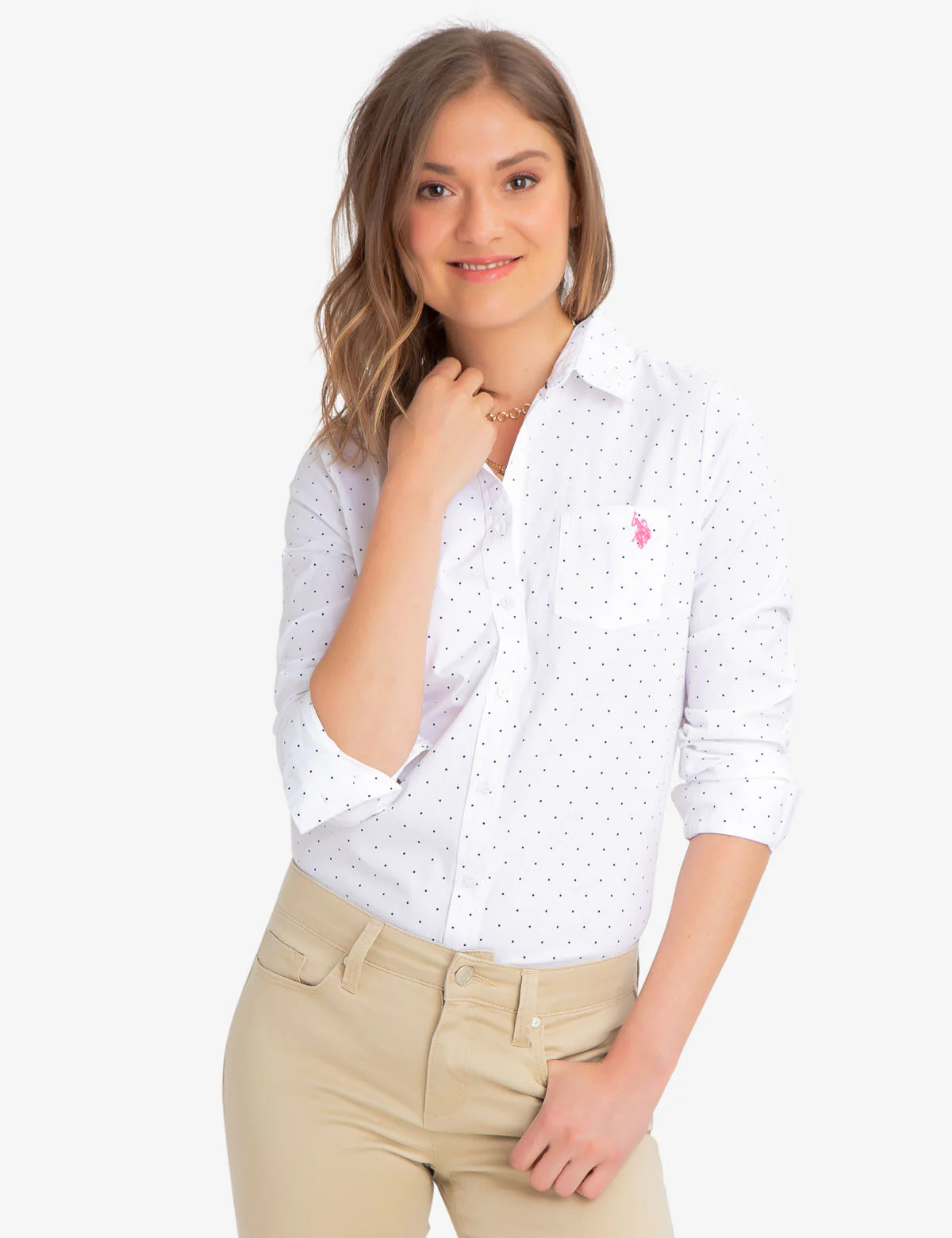 STRETCH DOT POPLIN SHIRT