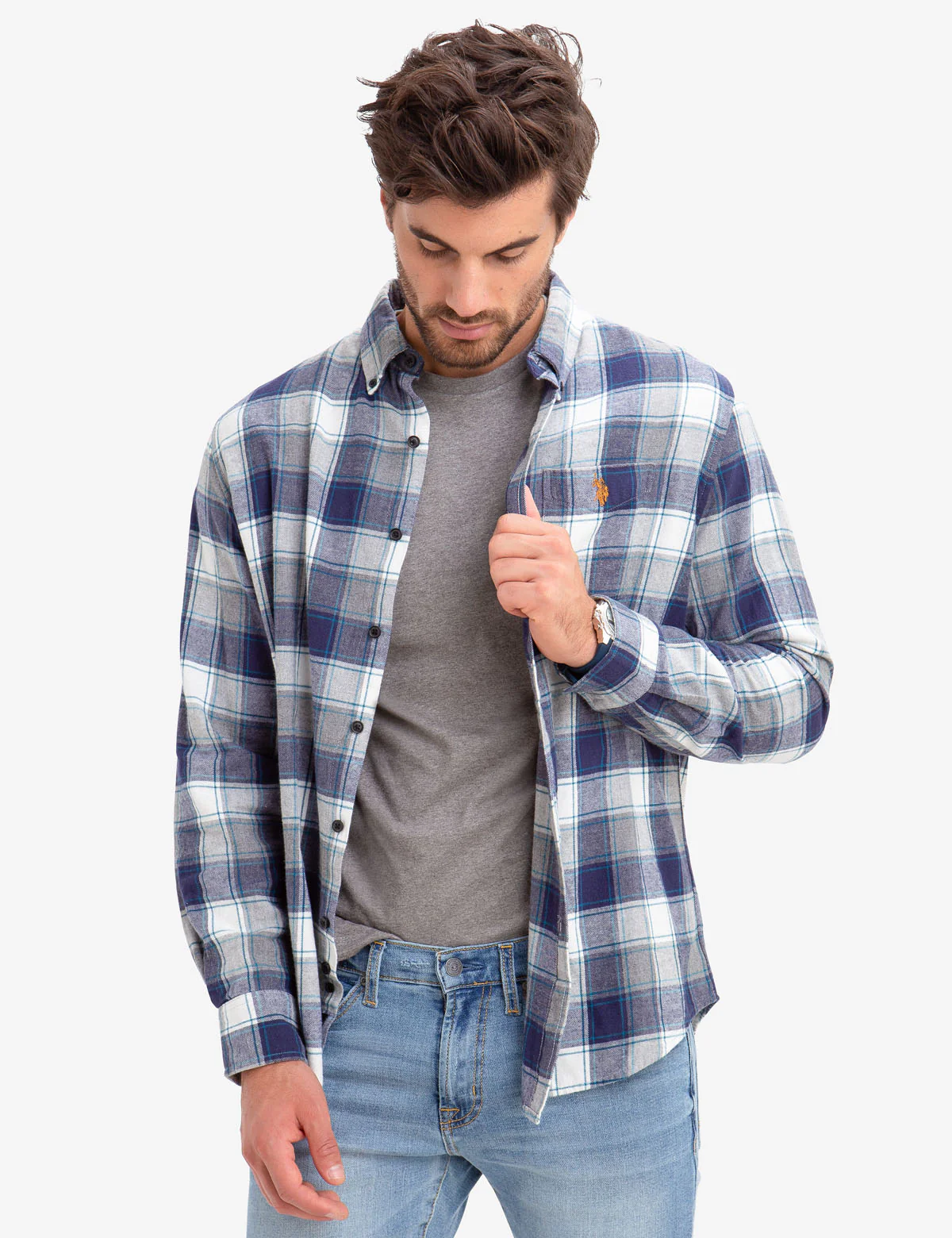 15897-black-mallet-heather-plaid-shirt-1.webp BLACK MALLET HEATHER PLAID SHIRT