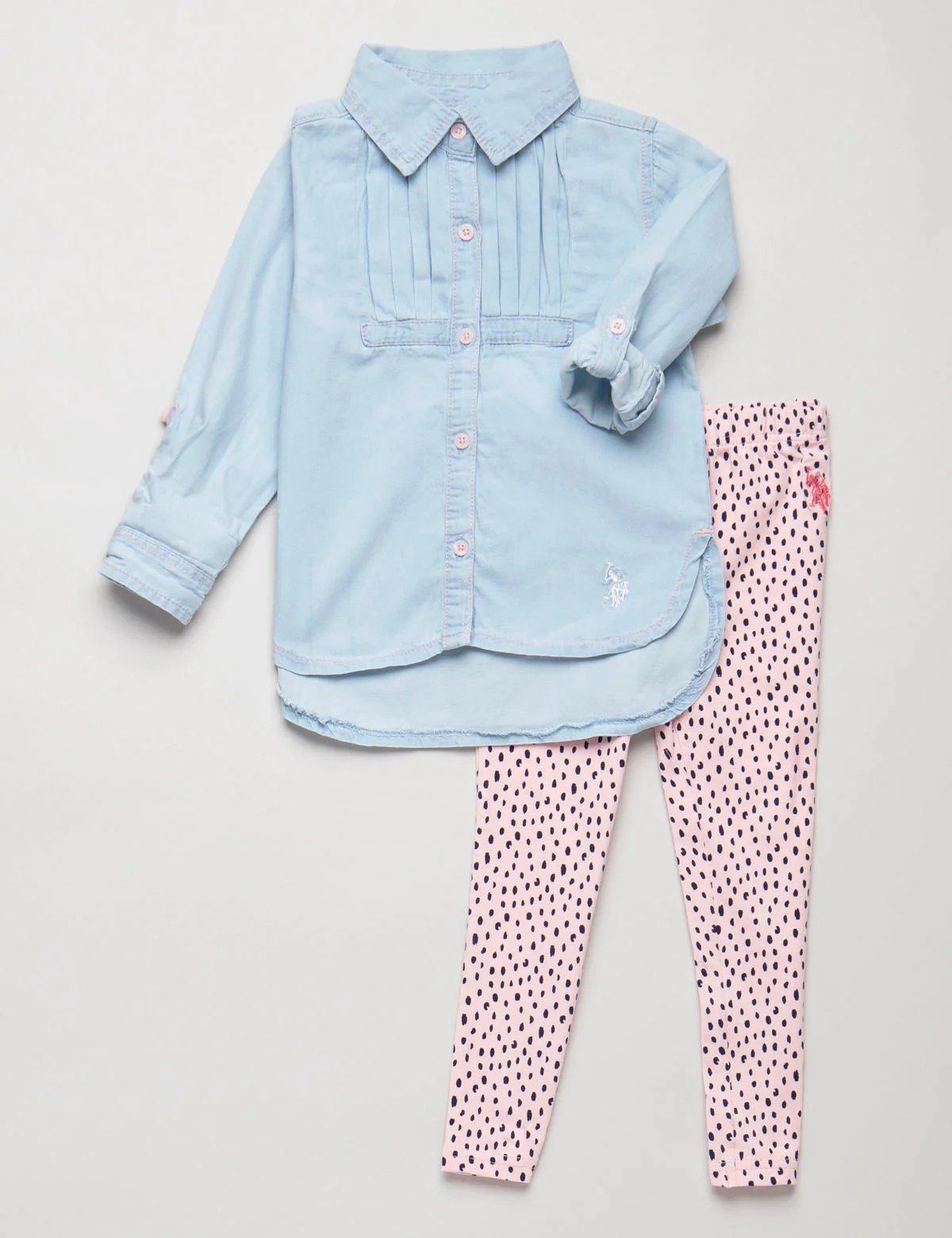 17106-toddler-2-piece-set-pleated-shirt-leggings-1.webp Toddler 2 Piece Set: Pleated Shirt & Leggings