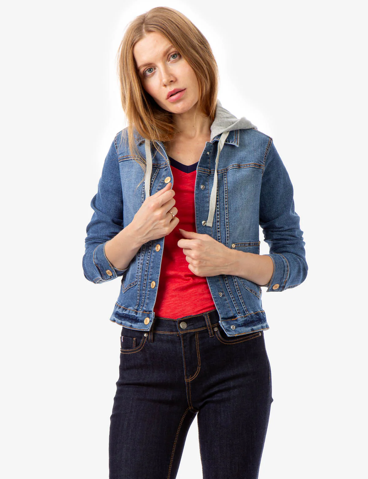 REPREVE® DENIM JACKET WITH DETACHABLE HOOD