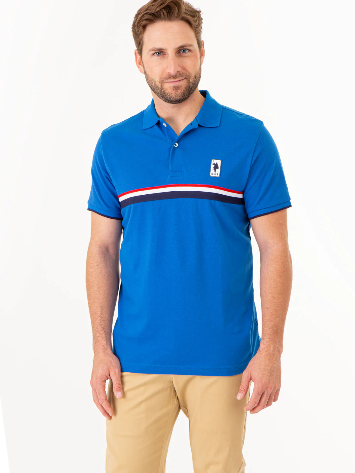 PIECED SIGNATURE STRIPE PIQUE POLO SHIRT