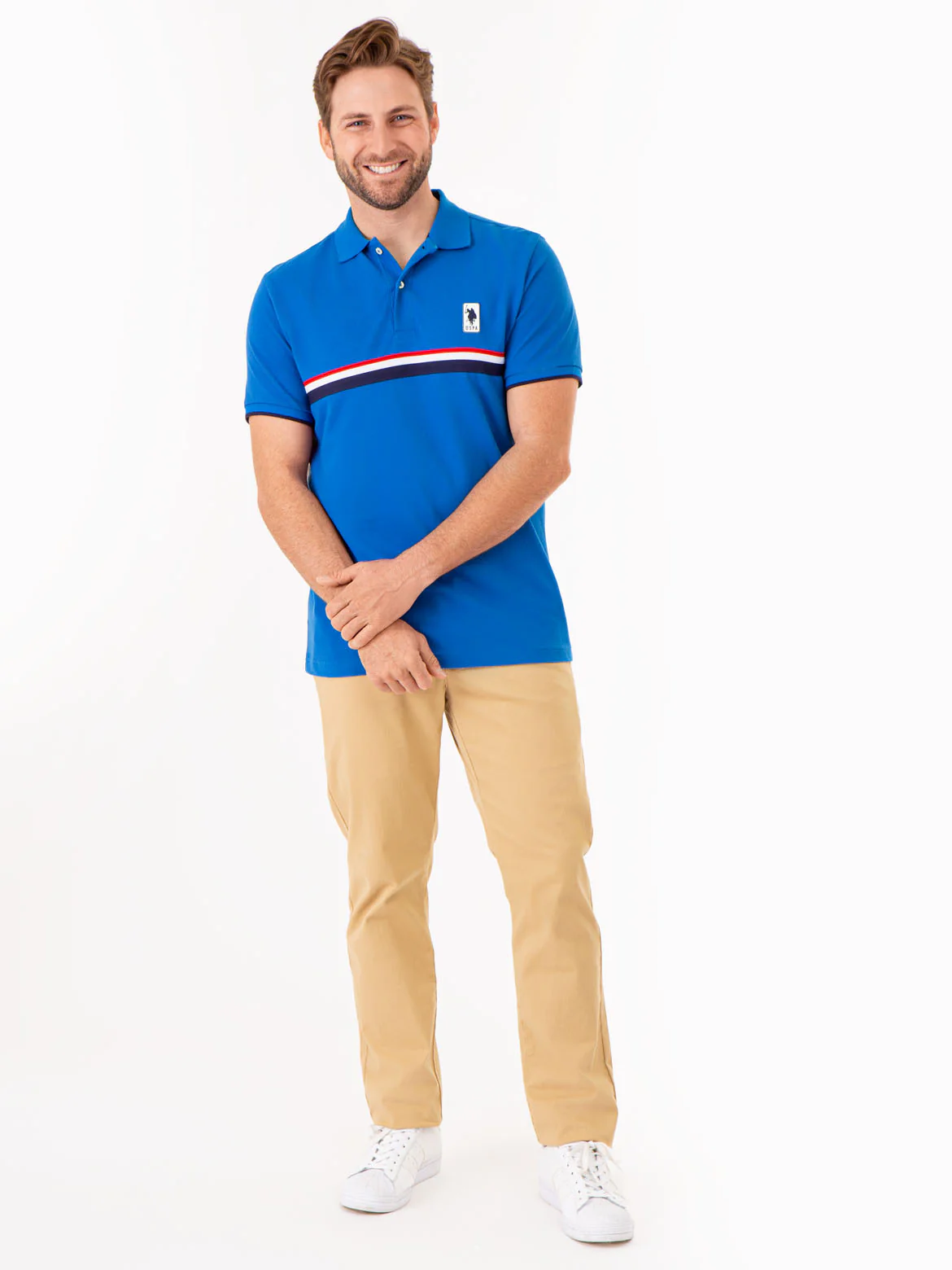 PIECED SIGNATURE STRIPE PIQUE POLO SHIRT