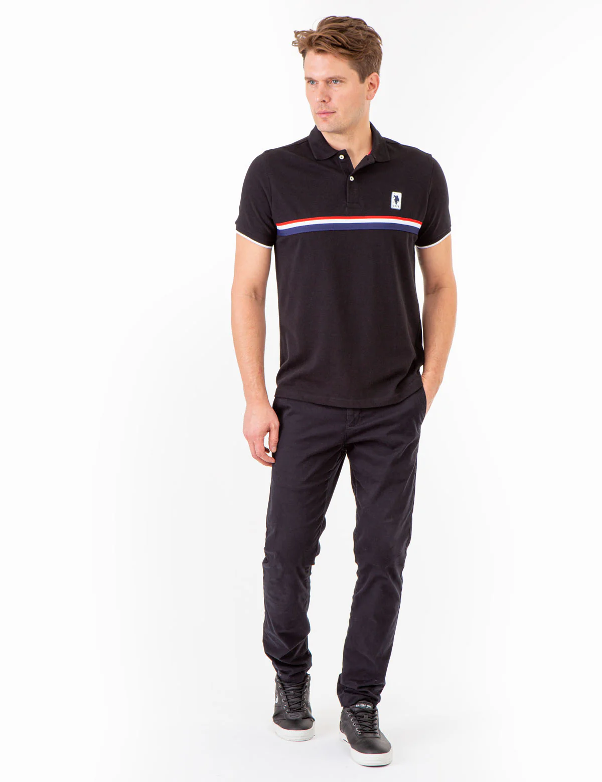 PIECED SIGNATURE STRIPE PIQUE POLO SHIRT