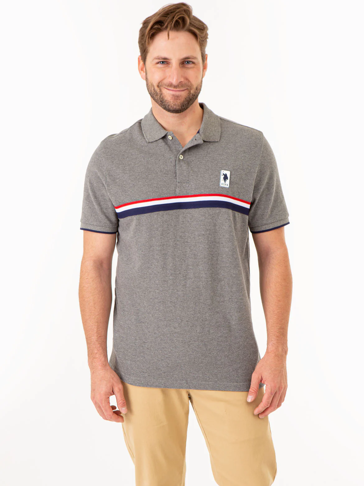 PIECED SIGNATURE STRIPE PIQUE POLO SHIRT
