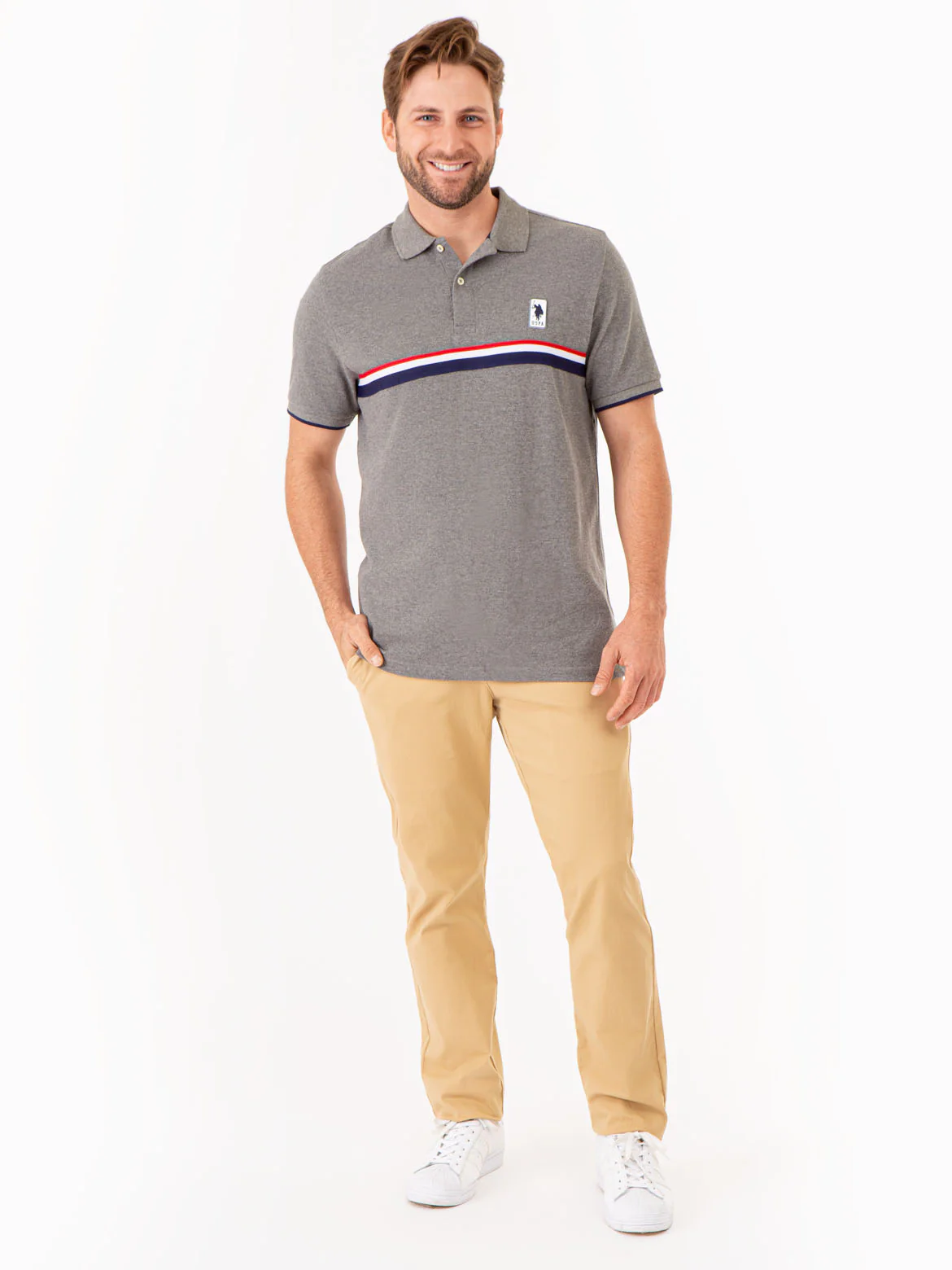 PIECED SIGNATURE STRIPE PIQUE POLO SHIRT