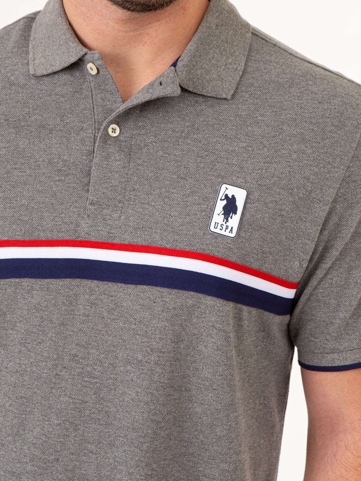 PIECED SIGNATURE STRIPE PIQUE POLO SHIRT