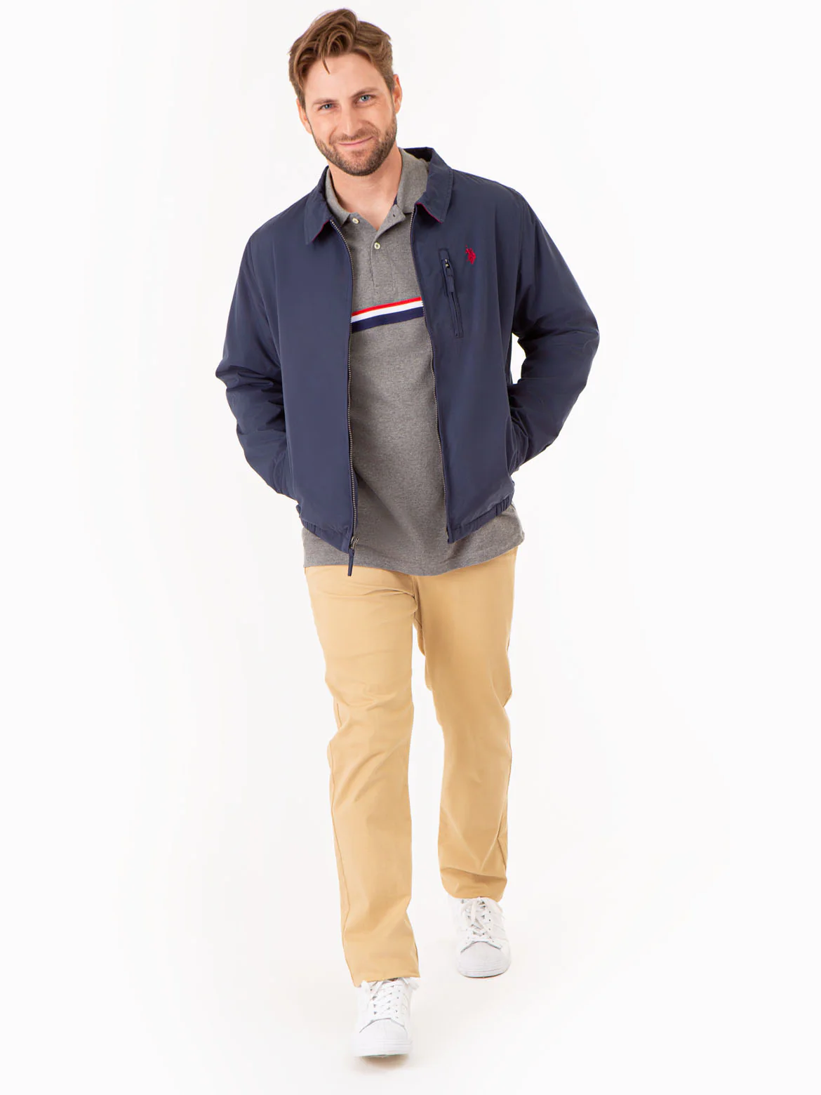 PIECED SIGNATURE STRIPE PIQUE POLO SHIRT