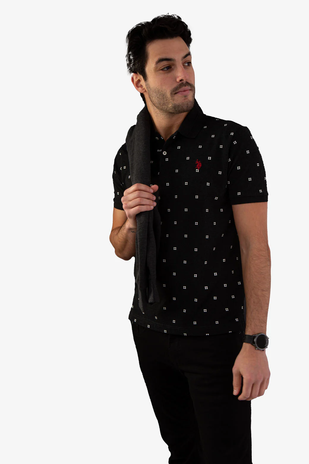 PRINTED PIQUE POLO SHIRT
