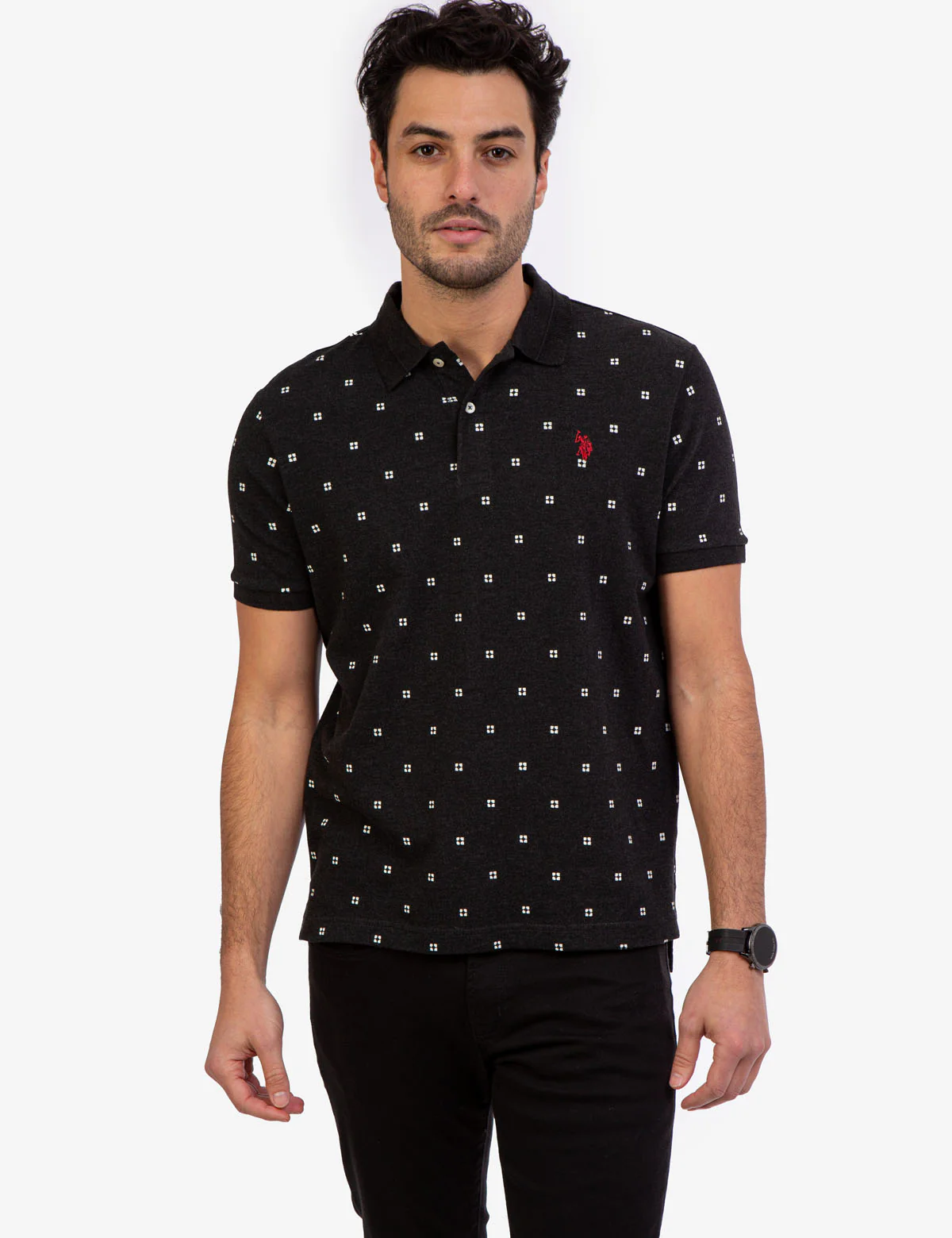 PRINTED PIQUE POLO SHIRT