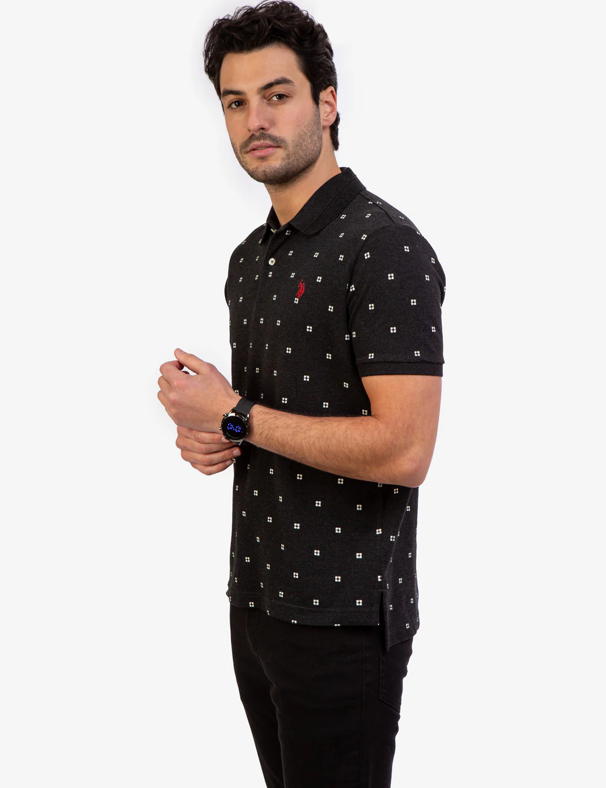 PRINTED PIQUE POLO SHIRT
