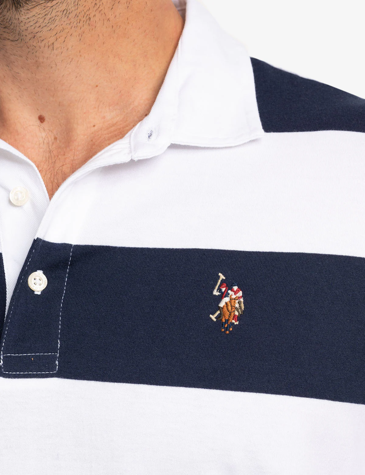 TWILL COLLAR RUGBY STRIPE JERSEY POLO SHIRT