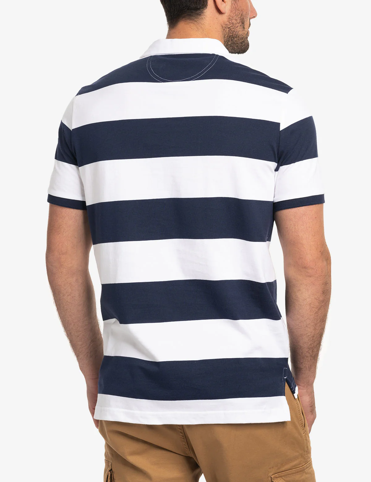 TWILL COLLAR RUGBY STRIPE JERSEY POLO SHIRT