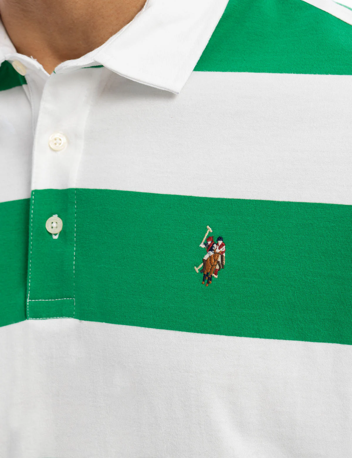 TWILL COLLAR RUGBY STRIPE JERSEY POLO SHIRT