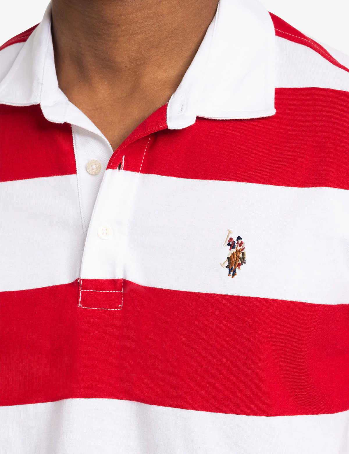 TWILL COLLAR RUGBY STRIPE JERSEY POLO SHIRT