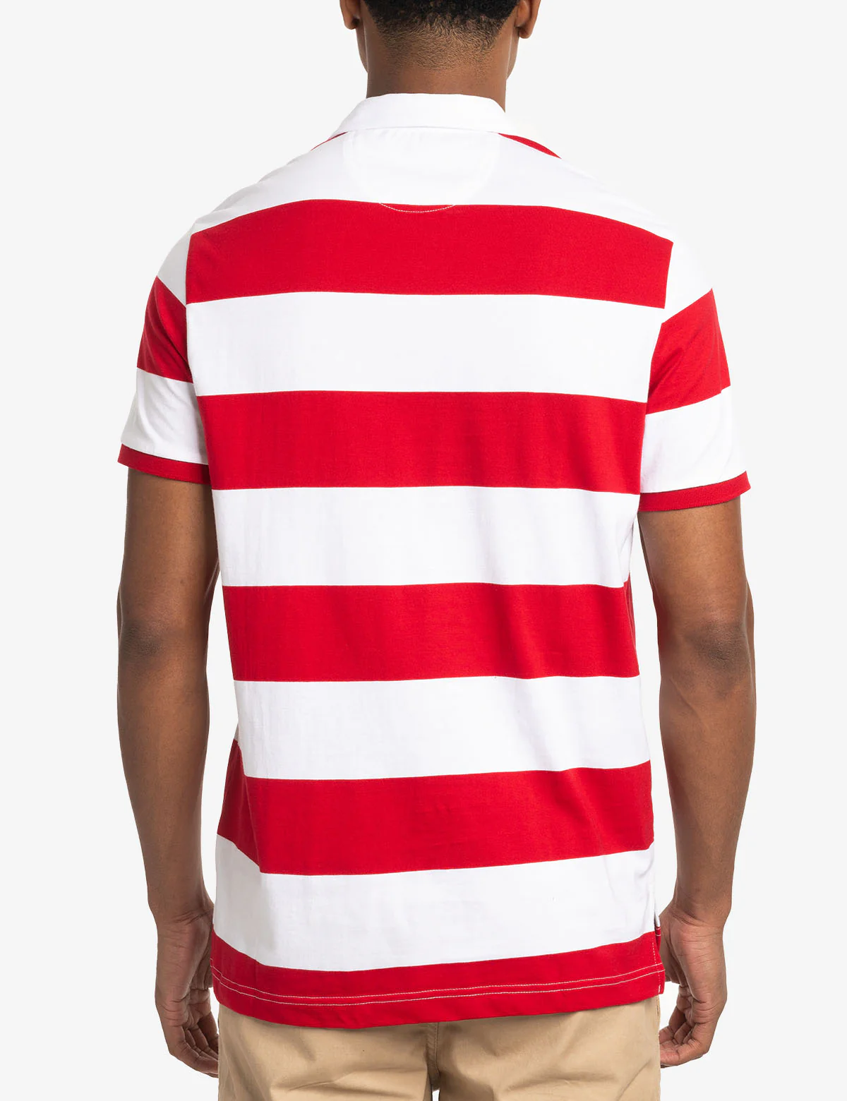 TWILL COLLAR RUGBY STRIPE JERSEY POLO SHIRT