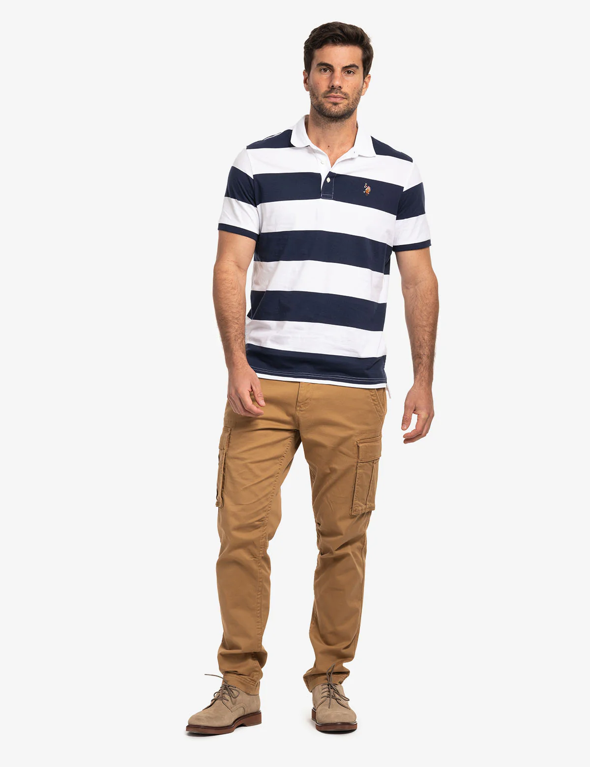 TWILL COLLAR RUGBY STRIPE JERSEY POLO SHIRT