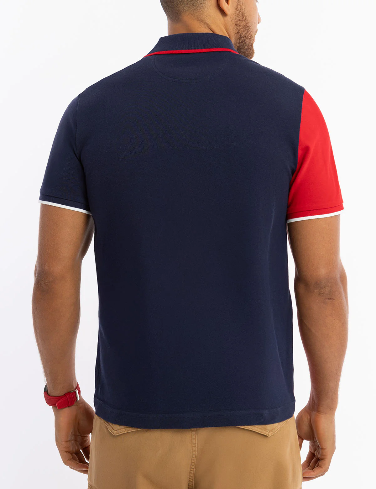 DIAGONAL COLOR BLOCK FLAG PIQUE POLO SHIRT