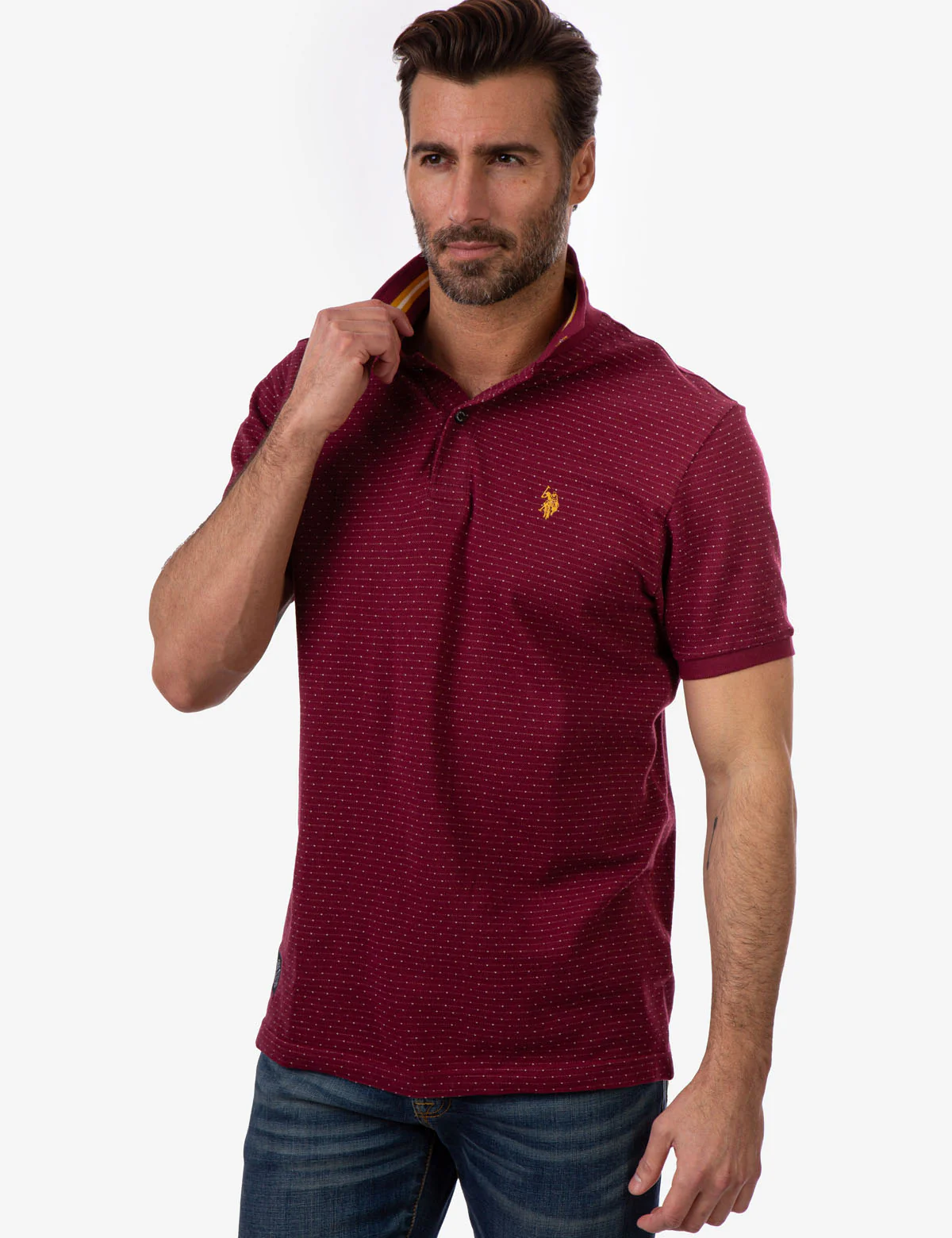 23065-black-mallet-jacquard-pique-polo-shirt-1.webp BLACK MALLET JACQUARD PIQUE POLO SHIRT