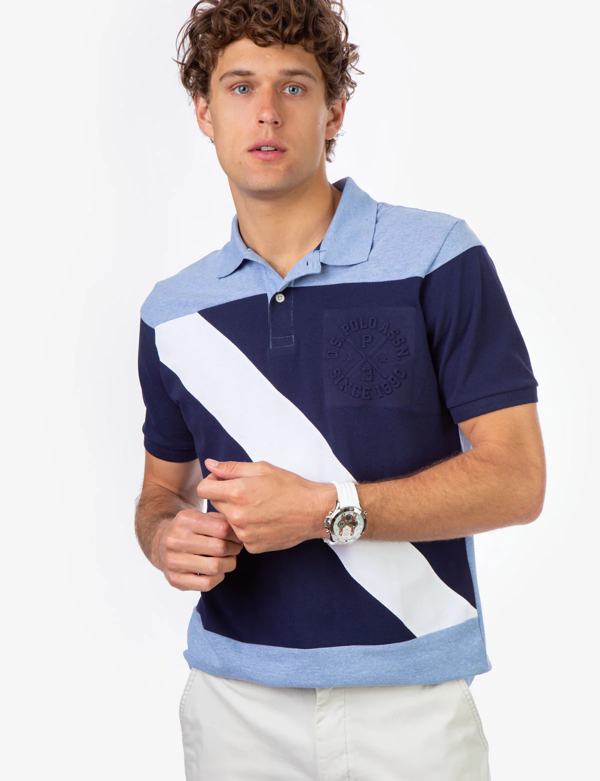 COLORBLOCK SASH PIQUE POLO SHIRT