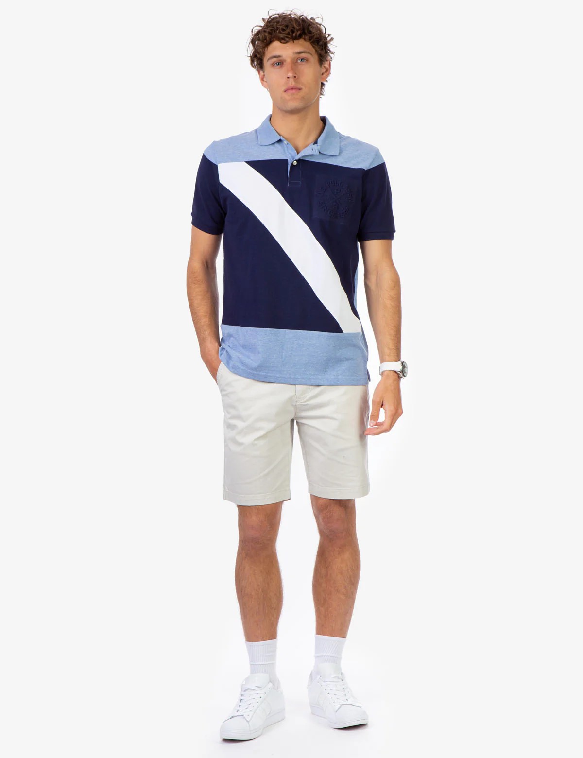 COLORBLOCK SASH PIQUE POLO SHIRT