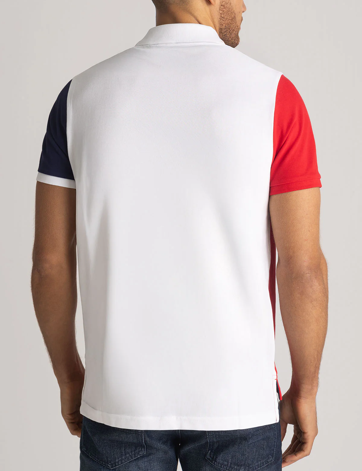 COLOR BLOCK DOUBLE DIAGONAL SASH POLO SHIRT
