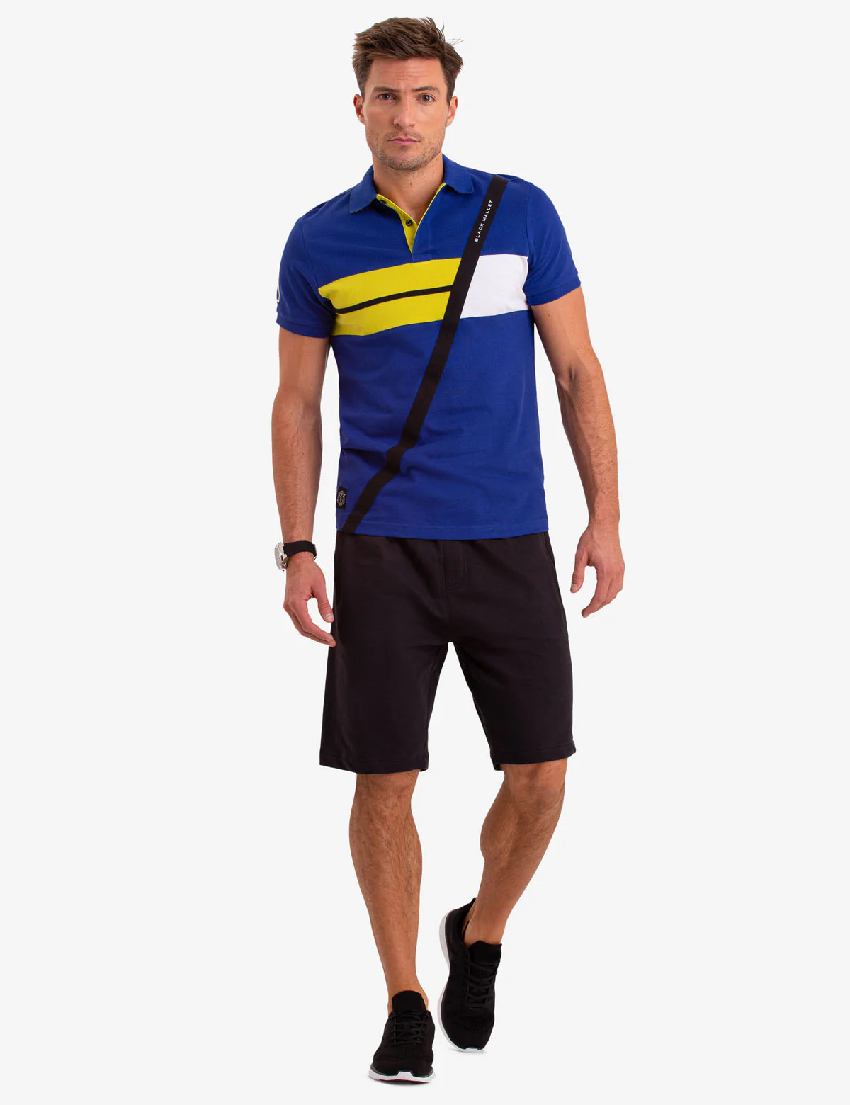 DIAGONAL COLORBLOCK POLO SHIRT