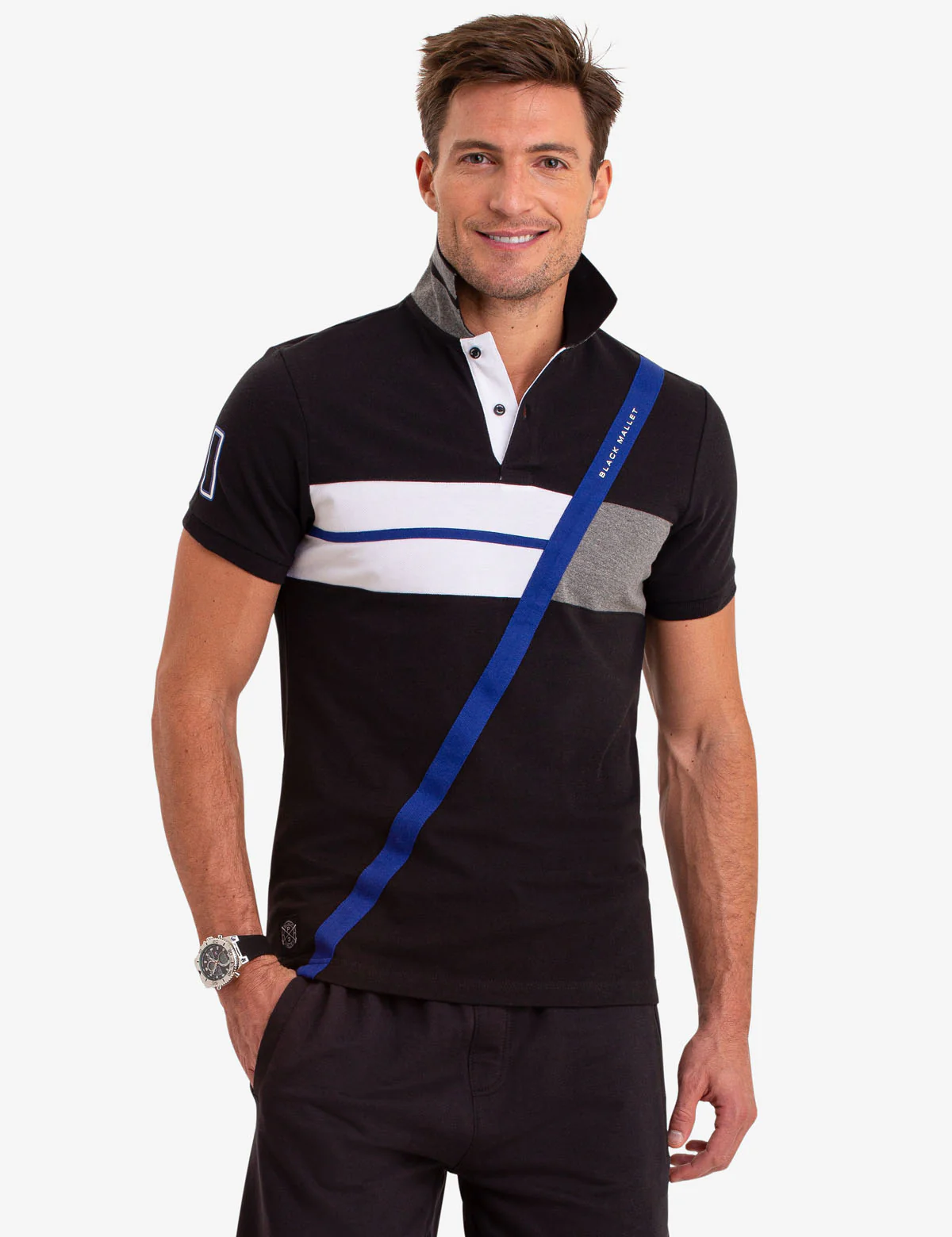 DIAGONAL COLORBLOCK POLO SHIRT